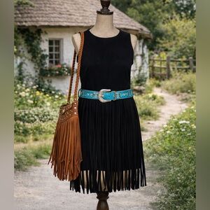 Love riche Fringe Faux Suede Western Dress